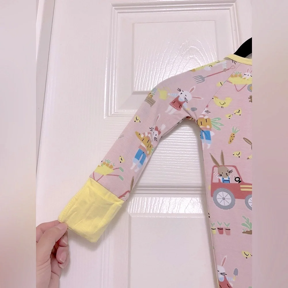 NWT Little Sleepies Hop To It Bunnies Zippies Bamboo Convertible Sleeper